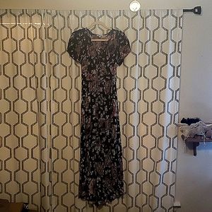 Black and Mauve Floral High Low Dress from Charlotte Russe